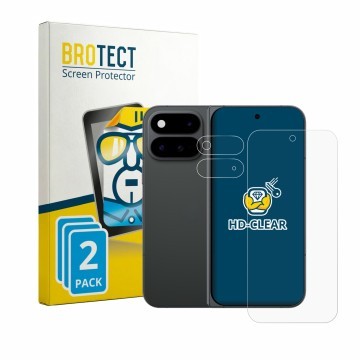Face avant d’un emballage produit avec le logo de la marque BROTECT. À côté, l’appareil Google Pixel 11 Pro Fold (Avant+Caméra