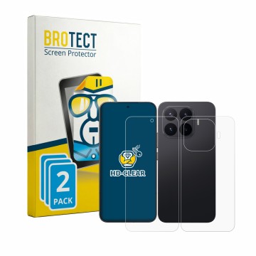 Parte frontal de un envase de producto con el logotipo de la marca BROTECT. Al lado se muestra el dispositivo Xiaomi 17T Pro (