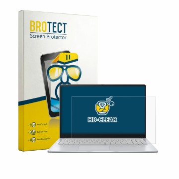 Front side of a product packaging with the brand logo BROTECT. Next to it is the device ASUS Chromebook CM14 CM1405 shown with