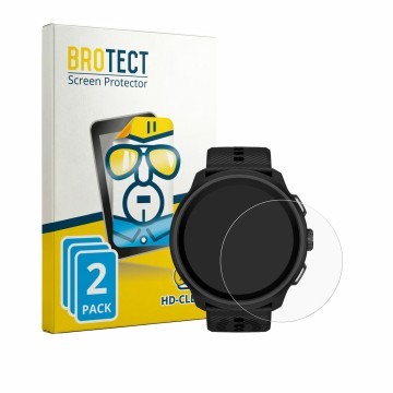 Front side of a product packaging with the brand logo BROTECT. Next to it is the device Suunto Run 2 shown with the correspond