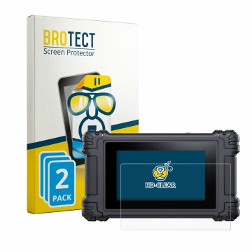 Parte frontal de un envase de producto con el logotipo de la marca BROTECT. Al lado se muestra el dispositivo iCarsoft VAWS V 