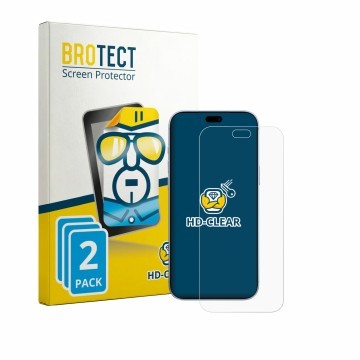 Vorderseite einer Produktverpackung mit dem Markenlogo BROTECT. Daneben ist das Gerät Apple iPhone 18 Pro Max mit dem zugehöri