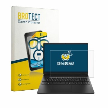 Vorderseite einer Produktverpackung mit dem Markenlogo BROTECT. Daneben ist das Gerät HP HyperX OMEN 15 mit dem zugehörigen Di