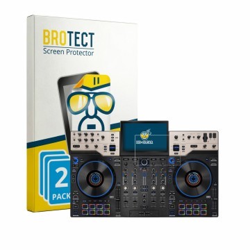 Vorderseite einer Produktverpackung mit dem Markenlogo BROTECT. Daneben ist das Gerät Denon DJ Prime 4 G2 mit dem zugehörigen 
