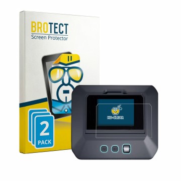Face avant d’un emballage produit avec le logo de la marque BROTECT. À côté, l’appareil SkyRc Q500neo est représenté avec la p