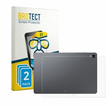 Parte frontal de un envase de producto con el logotipo de la marca BROTECT. Al lado se muestra el dispositivo Samsung Galaxy T