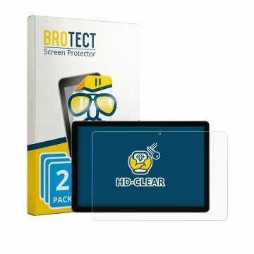 Parte frontal de un envase de producto con el logotipo de la marca BROTECT. Al lado se muestra el dispositivo Alldocube iPlay 