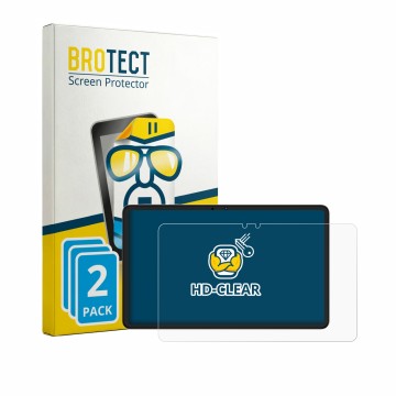 Front side of a product packaging with the brand logo BROTECT. Next to it is the device Honor Pad X7b shown with the correspon