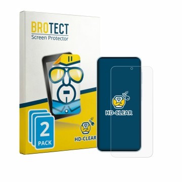 Parte frontal de un envase de producto con el logotipo de la marca BROTECT. Al lado se muestra el dispositivo Samsung Galaxy A