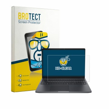 Parte frontal de un envase de producto con el logotipo de la marca BROTECT. Al lado se muestra el dispositivo Dell Pro Precisi