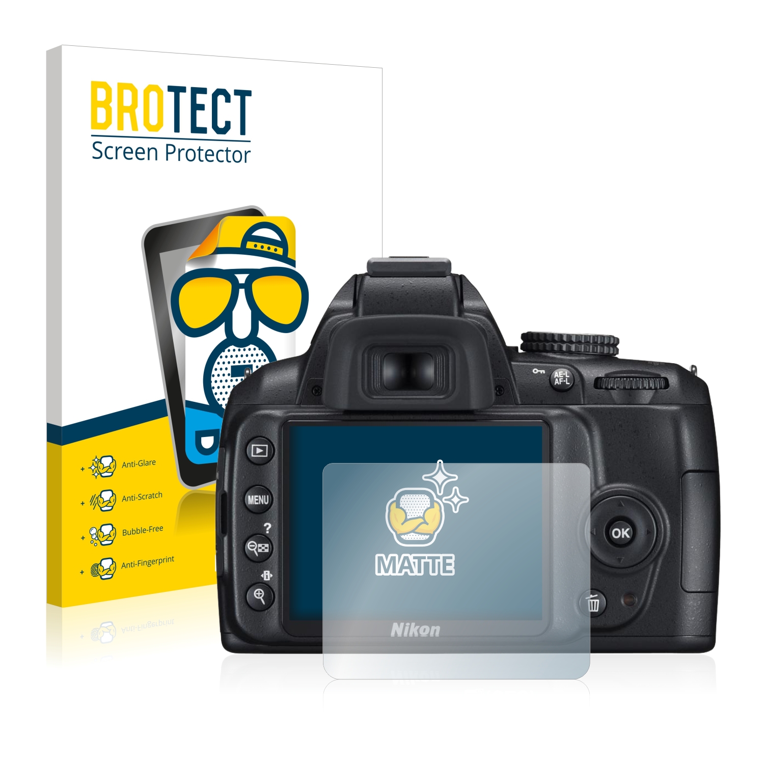 2x Display Schutz Folie für Nikon D3200 Matt Entspiegelt 