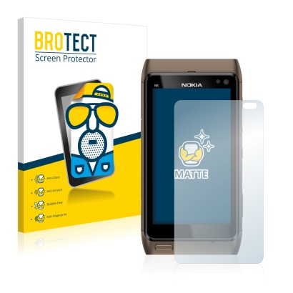 Face avant d’un emballage produit avec le logo de la marque BROTECT. À côté, l’appareil Nokia n8 est représenté avec la protec