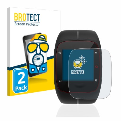 Front side of a product packaging with the brand logo BROTECT. Next to it is the device Polar M400 shown with the correspondin