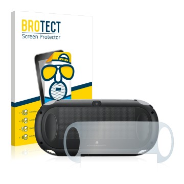 Front side of a product packaging with the brand logo BROTECT. Next to it is the device Sony Playstation PCH-1000-Serie PS Vit