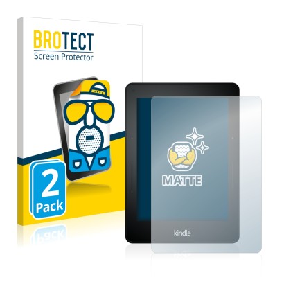 Vorderseite einer Produktverpackung mit dem Markenlogo BROTECT. Daneben ist das Gerät Amazon Kindle Voyage mit dem zugehörigen