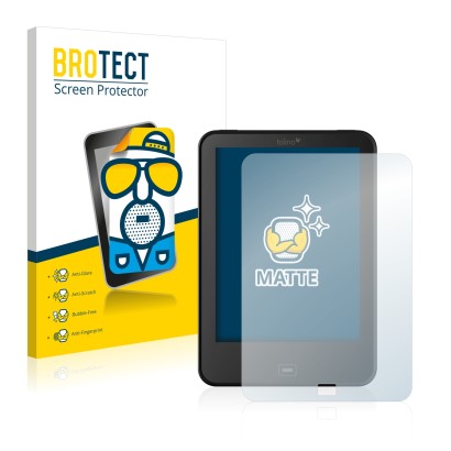 Front side of a product packaging with the brand logo BROTECT. Next to it is the device Tolino Vision 2 shown with the corresp