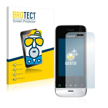 Vorderseite einer Produktverpackung mit dem Markenlogo BROTECT. Daneben ist das Gerät Gigaset SL910 (längliche Aussparung) mit