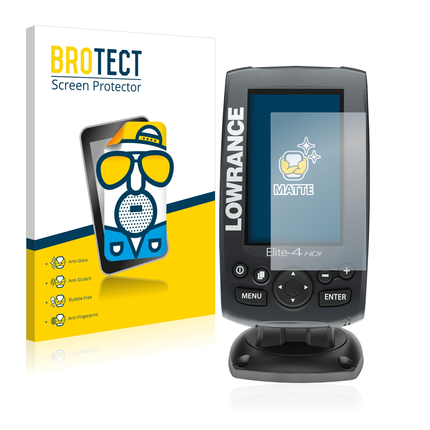 Anti-Fingerprint BROTECT 2X Entspiegelungs-Schutzfolie kompatibel mit Lowrance Elite 5 HDI Chirp Displayschutz-Folie Matt Anti-Reflex