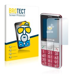 Front side of a product packaging with the brand logo BROTECT. Next to it is the device Olympia Viva Plus shown with the corre