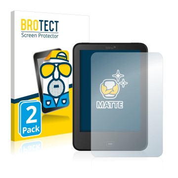 Parte frontal de un envase de producto con el logotipo de la marca BROTECT. Al lado se muestra el dispositivo Tolino Vision 3 