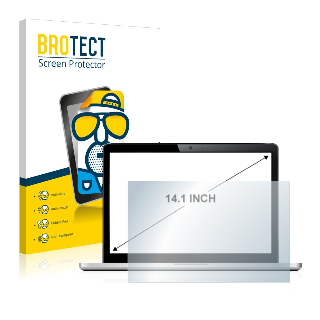 Parte frontal de un envase de producto con el logotipo de la marca BROTECT. Al lado se muestra el dispositivo con su protector