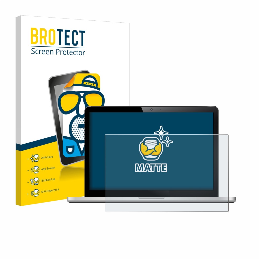 Parte frontal de un envase de producto con el logotipo de la marca BROTECT. Al lado se muestra el dispositivo con su protector