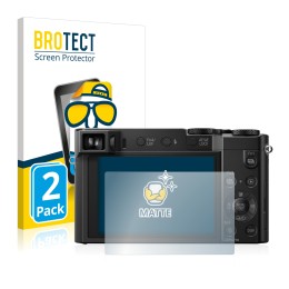 Vorderseite einer Produktverpackung mit dem Markenlogo BROTECT. Daneben ist das Gerät Panasonic Lumix DMC-TZ101 mit dem zugehö