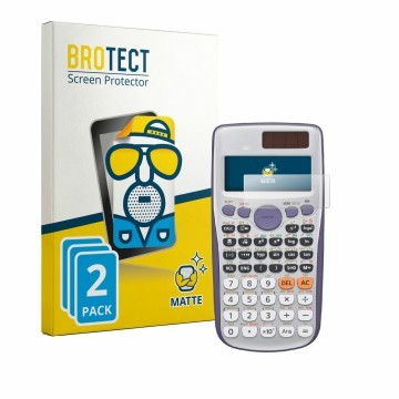 Parte frontale di una confezione del prodotto con il logo del marchio BROTECT. Accanto è raffigurato il dispositivo Casio FX-9