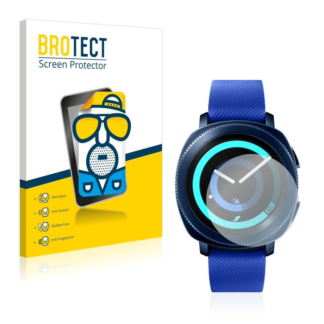 Parte frontale di una confezione del prodotto con il logo del marchio BROTECT. Accanto è raffigurato il dispositivo Samsung Ge