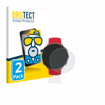 Front side of a product packaging with the brand logo BROTECT. Next to it is the device Polar Vantage M shown with the corresp