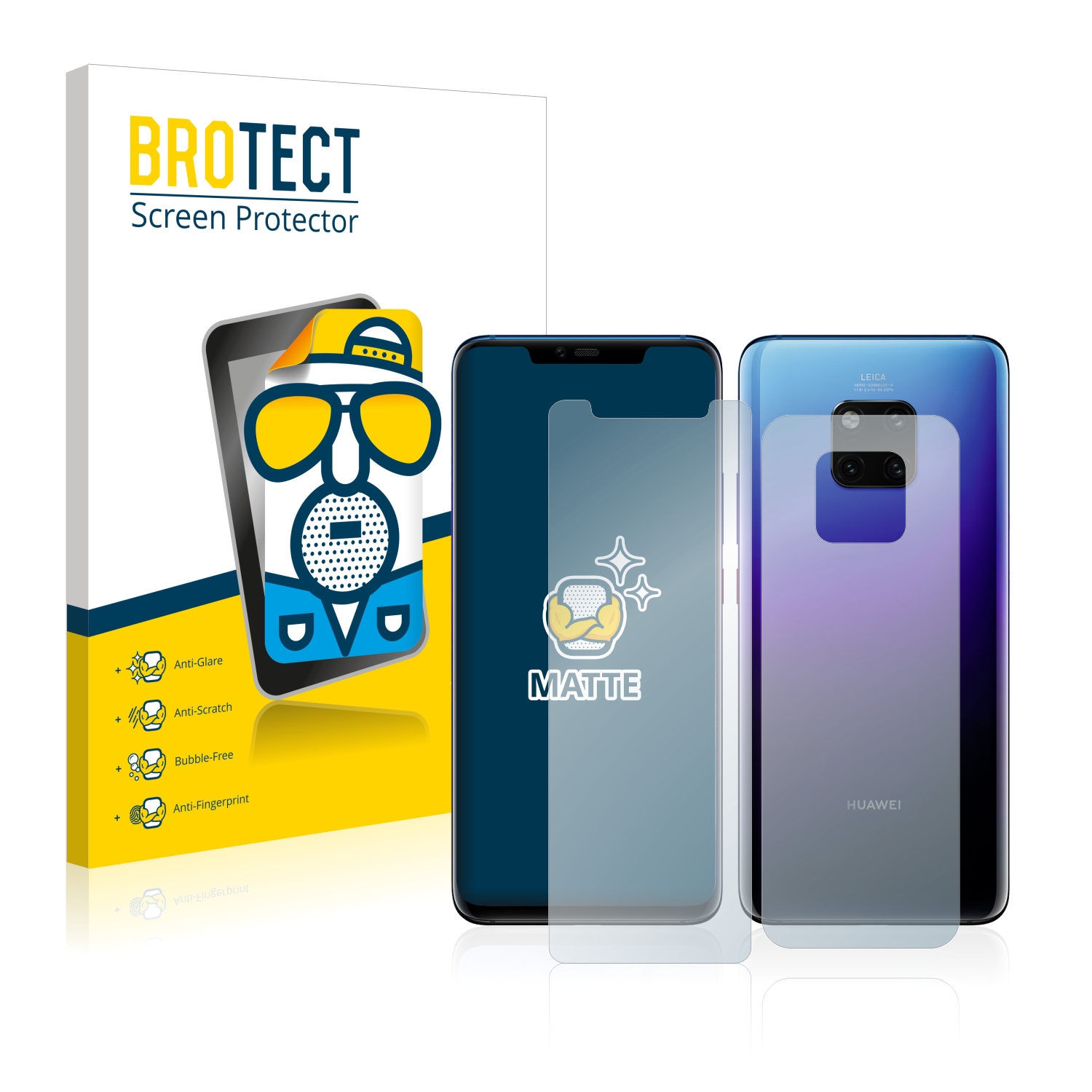Matná ochranná fólie BROTECT pro Huawei Mate 20 Pro (Přední strana + Zadní strana), 2 ks