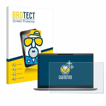 Front side of a product packaging with the brand logo BROTECT. Next to it is the device Dell Latitude 7420 Non-Touch shown wit