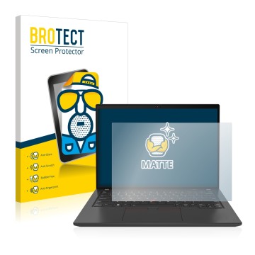 Parte frontale di una confezione del prodotto con il logo del marchio BROTECT. Accanto è raffigurato il dispositivo Lenovo Thi