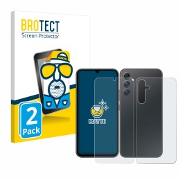 Vorderseite einer Produktverpackung mit dem Markenlogo BROTECT. Daneben ist das Gerät Samsung Galaxy A34 5G (Display+Rückseite