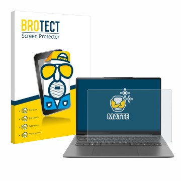 Front side of a product packaging with the brand logo BROTECT. Next to it is the device Lenovo Yoga Pro 7 Gen 8 14