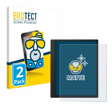 Front side of a product packaging with the brand logo BROTECT. Next to it is the device Boox Tab Ultra C shown with the corres