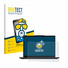 Parte frontal de un envase de producto con el logotipo de la marca BROTECT. Al lado se muestra el dispositivo Lenovo ThinkPad 