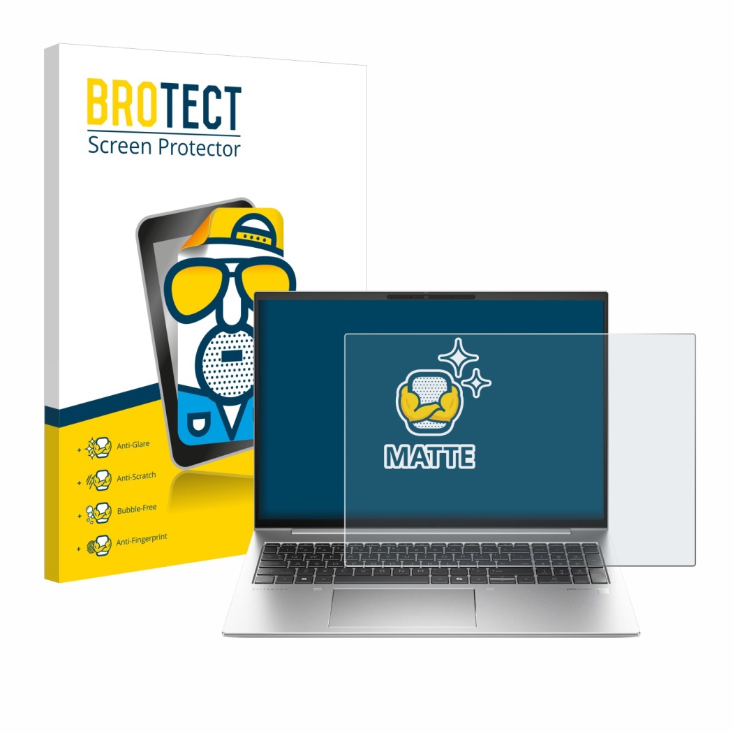 Vorderseite einer Produktverpackung mit dem Markenlogo BROTECT. Daneben ist das Gerät HP EliteBook 840 G11 mit dem zugehörigen