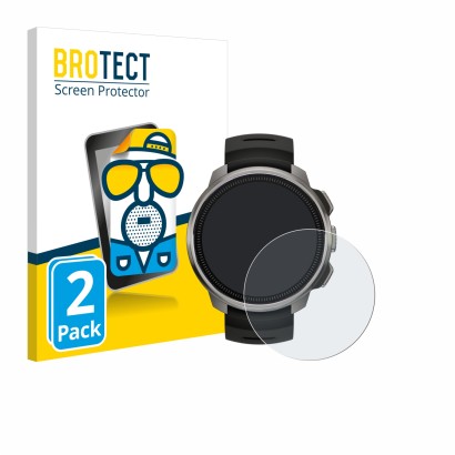Front side of a product packaging with the brand logo BROTECT. Next to it is the device Suunto Ocean shown with the correspond