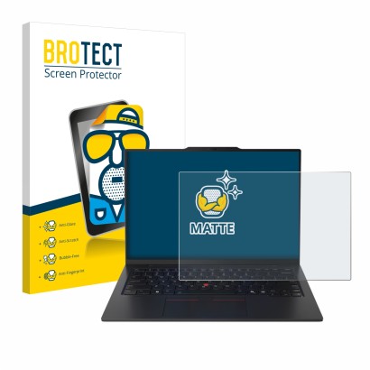 Vorderseite einer Produktverpackung mit dem Markenlogo BROTECT. Daneben ist das Gerät Lenovo ThinkPad X1 Carbon Gen 13 14