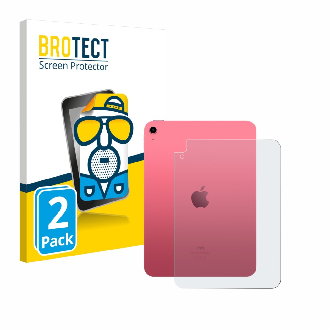 Parte frontale di una confezione del prodotto con il logo del marchio BROTECT. Accanto è raffigurato il dispositivo Apple iPad