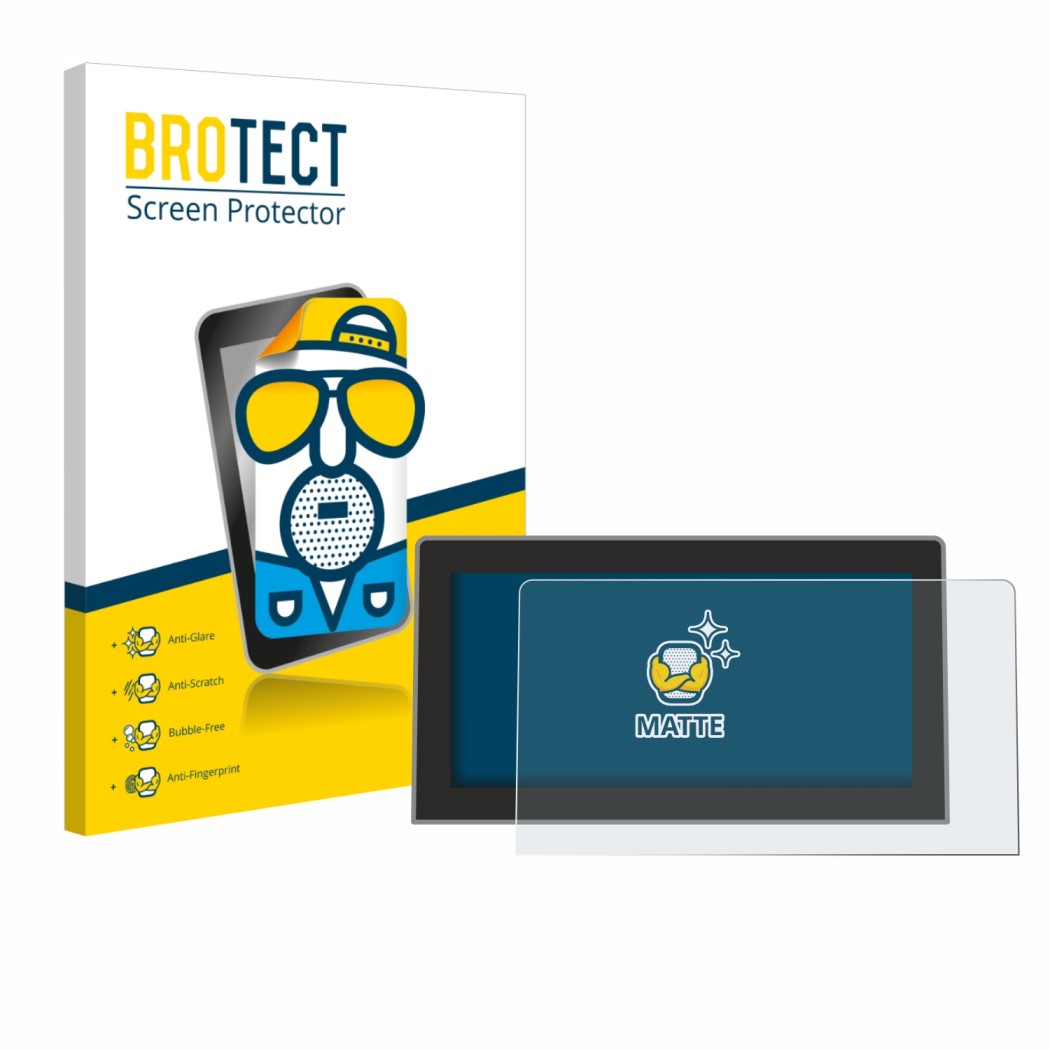 Front side of a product packaging with the brand logo BROTECT. Next to it is the device Volkswagen Tiguan 3 2024 2025 12.9