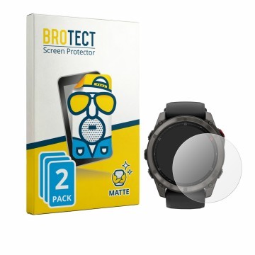 Parte frontale di una confezione del prodotto con il logo del marchio BROTECT. Accanto è raffigurato il dispositivo Garmin Fen