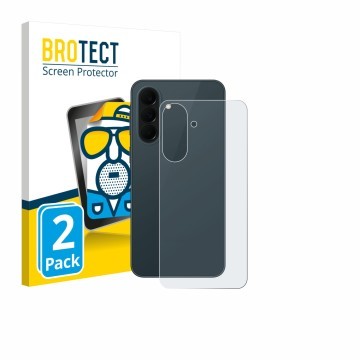 Vorderseite einer Produktverpackung mit dem Markenlogo BROTECT. Daneben ist das Gerät Samsung Galaxy A37 5G (Rückseite) mit de