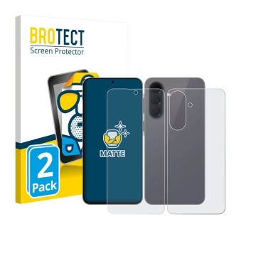 Vorderseite einer Produktverpackung mit dem Markenlogo BROTECT. Daneben ist das Gerät Samsung Galaxy A57 5G (Display+Rückseite