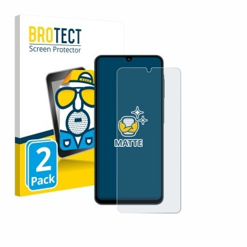 Vorderseite einer Produktverpackung mit dem Markenlogo BROTECT. Daneben ist das Gerät Samsung Galaxy F07 mit dem zugehörigen D