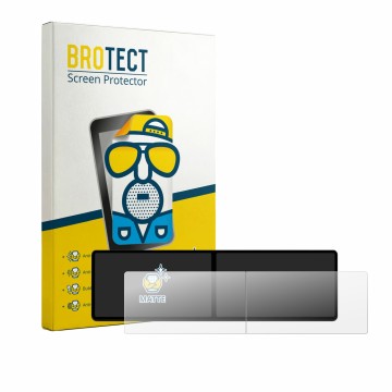 Vorderseite einer Produktverpackung mit dem Markenlogo BROTECT. Daneben ist das Gerät Xpeng G9 2023 mit dem zugehörigen Displa