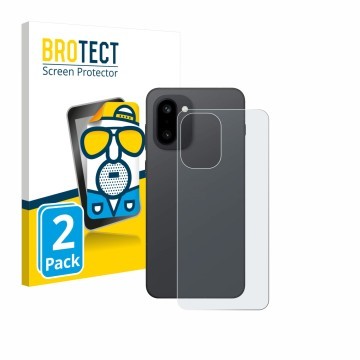 Face avant d’un emballage produit avec le logo de la marque BROTECT. À côté, l’appareil OnePlus 15R (Arrière) est représenté a