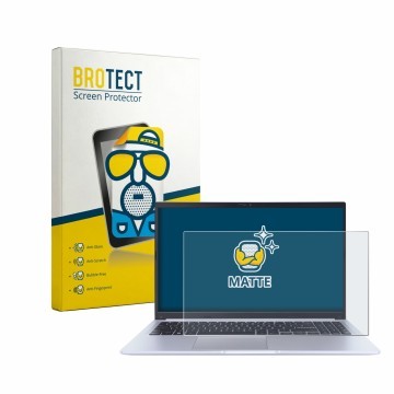 Front side of a product packaging with the brand logo BROTECT. Next to it is the device ASUS Vivobook 15 X1502ZA shown with th