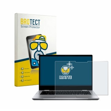 Front side of a product packaging with the brand logo BROTECT. Next to it is the device ASUS Chromebook Flip CX1 CX1400FKA sho